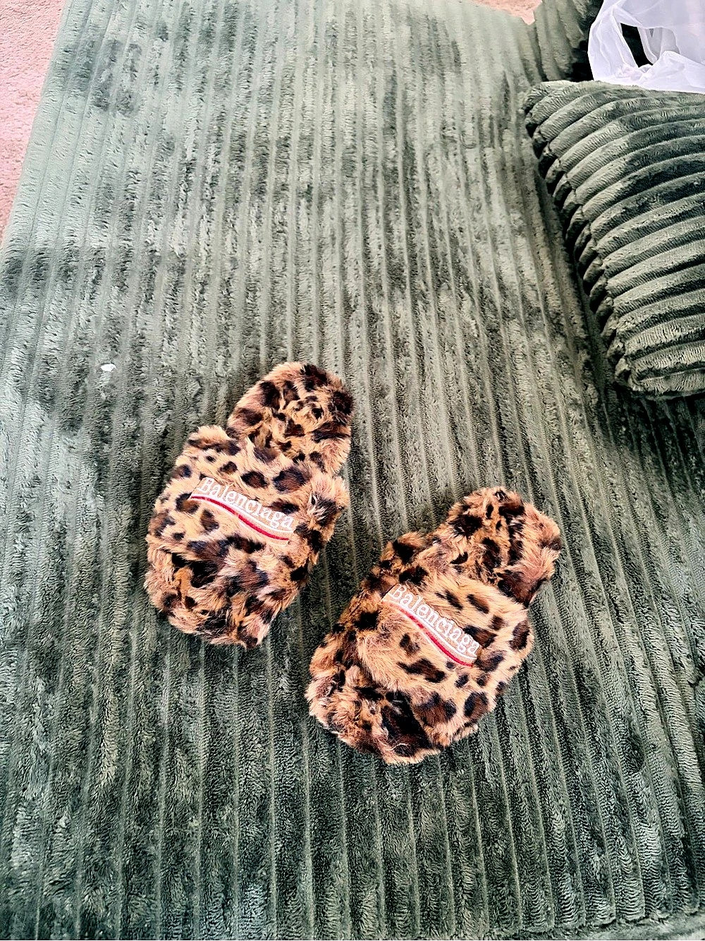 Balenciaga Furry Slides Leopard Brown & Black - Size 38